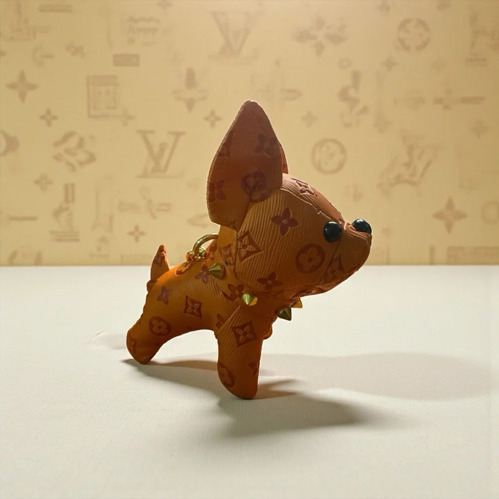 Orange French Bulldog Dog Keychain Handbag Bag Charm - Brand New